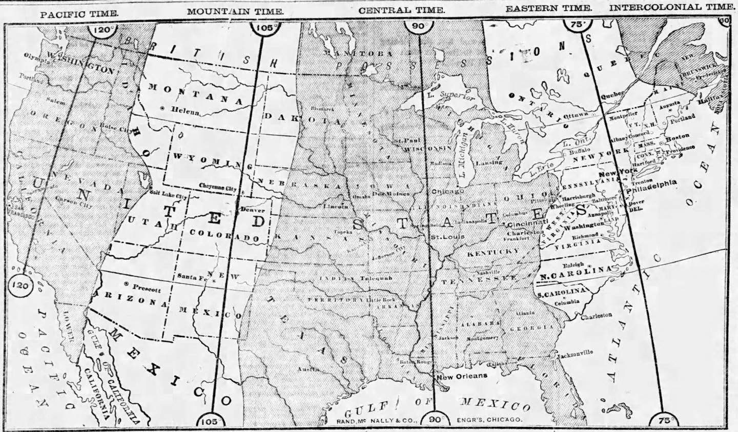 history 1883 11 18 map usa time zones chicago tribune