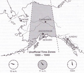 history 1900 1940 map alaska time zones