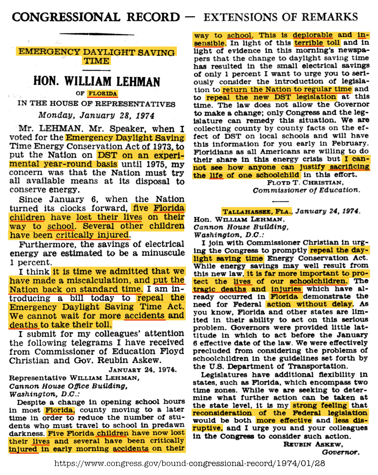 history 1974 01 28 congress us rep william lehman florida