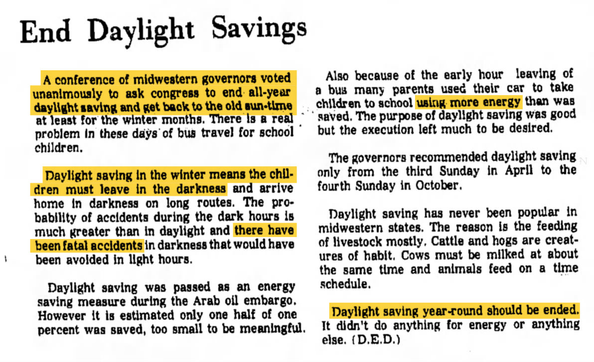 history 1974 08 12 news iowa end daylight savings