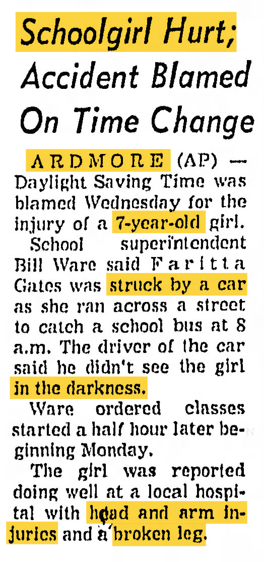 history 1974 news ardmore oklahoma schoolgirl hurt