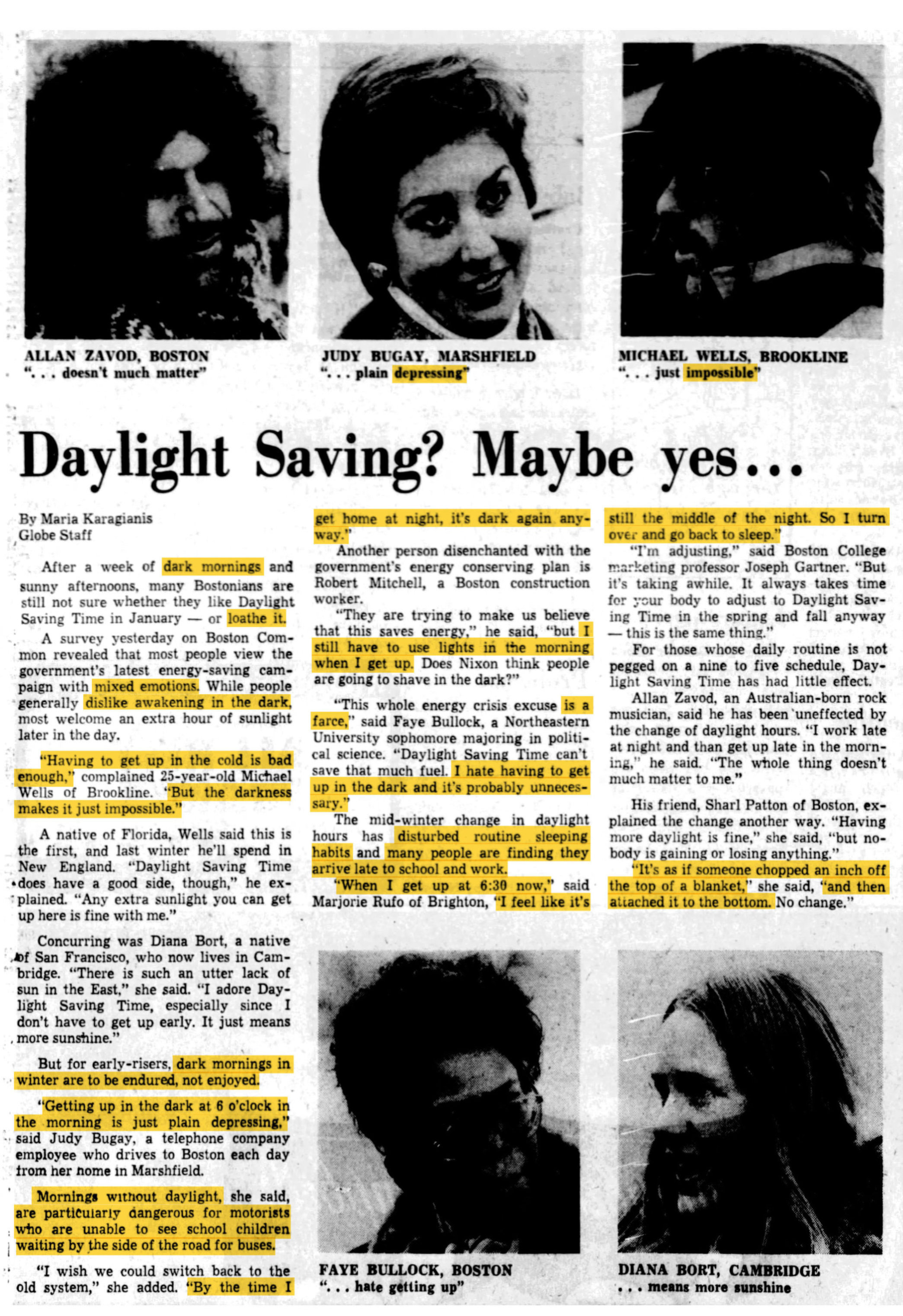 history 1974 news daylight saving maybe yes