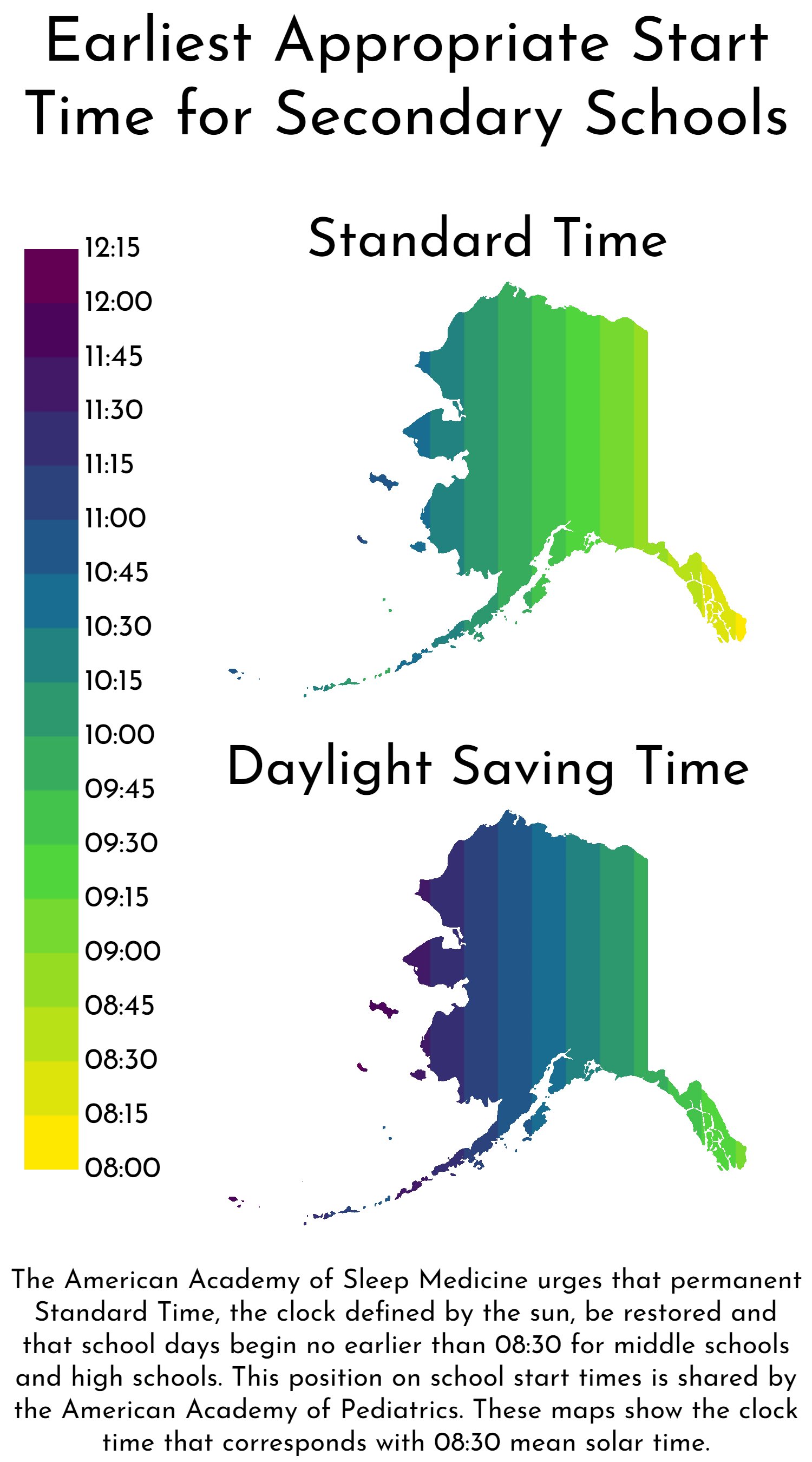 info map earliest appropriate start time for secondary schools alaska