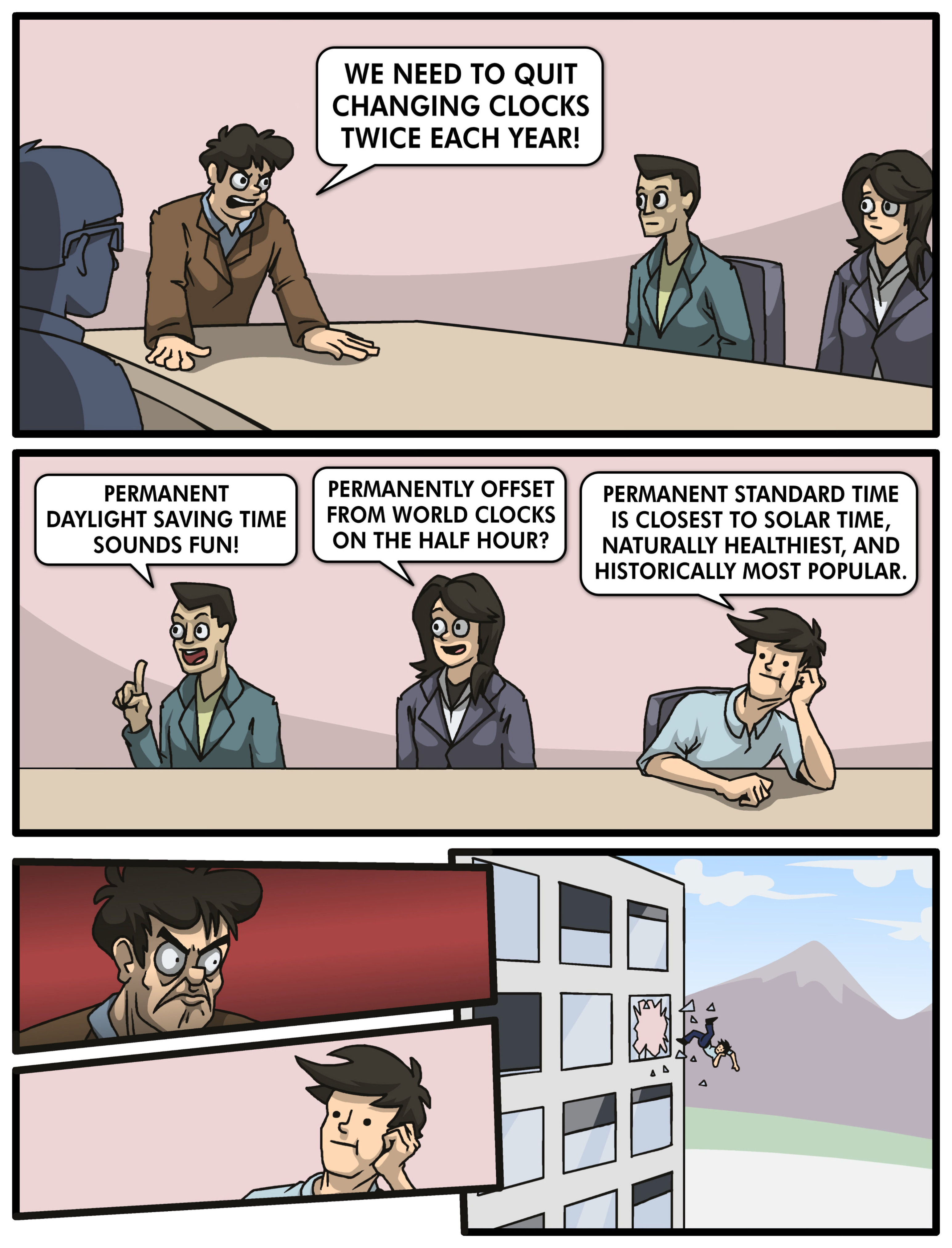 meme boardroom suggestion meeting defenestration window throw dst pst