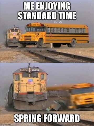 meme school bus train st spring forward